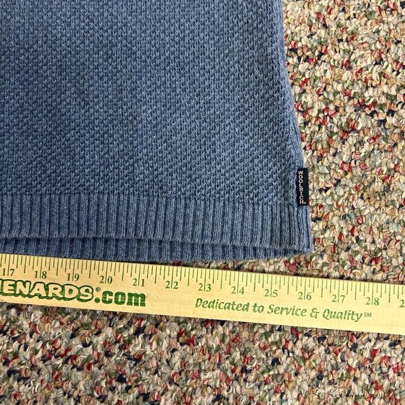 Woolrich Medium Blue Cotton Textured Knit 1/2 Zip Mockneck Sweater Size XL - Picture 13 of 13